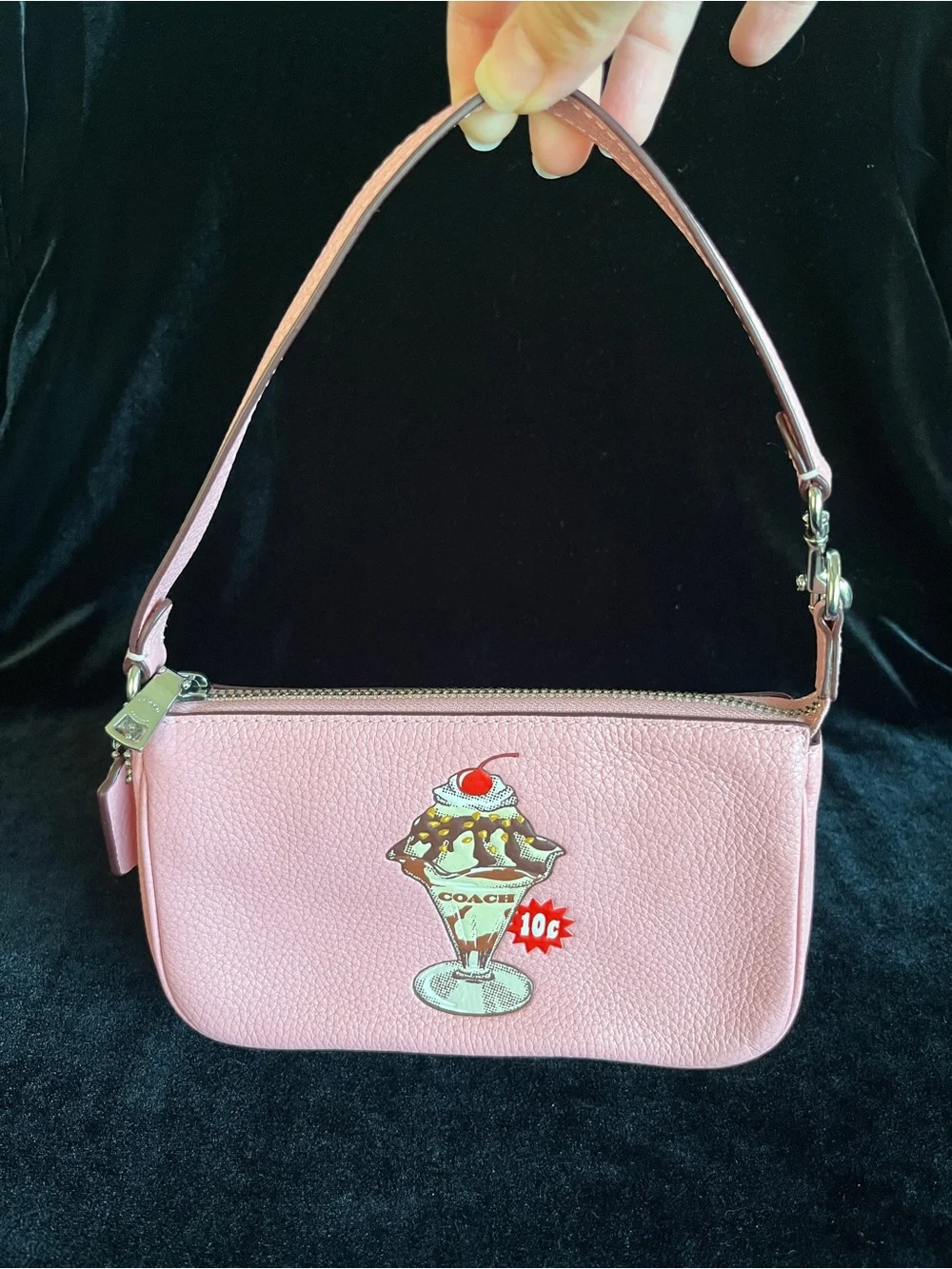 COACH Nolita 19 Cherry Blossom Pink  Sundae Ice Cream Graphic Shoulder Clutch